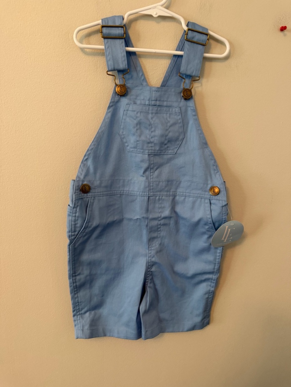 Little English Light Blue Kids Short Overalls